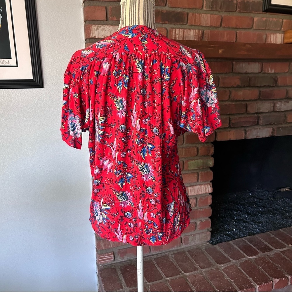Anthropologie Maeve Windham Floral Tunic Top in Red Sz S - Picture 6 of 7